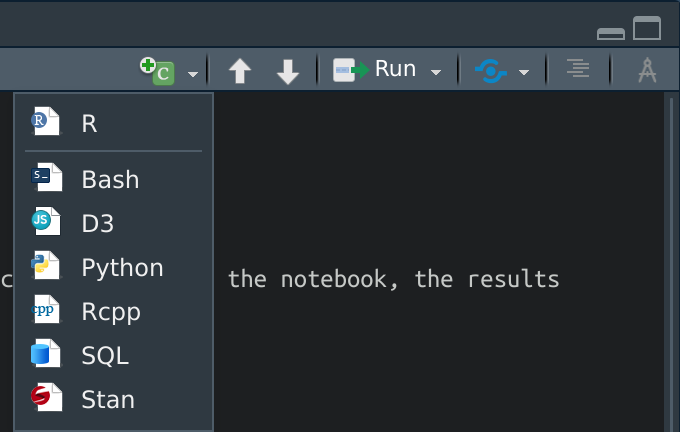 Icon for creating a code chunk