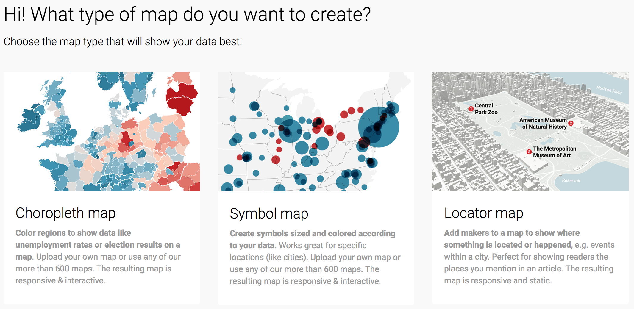 Selecting the Choropleth map option in Datawrapper