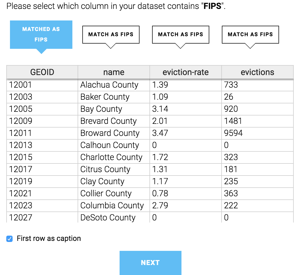 Fourth step on the data import screen