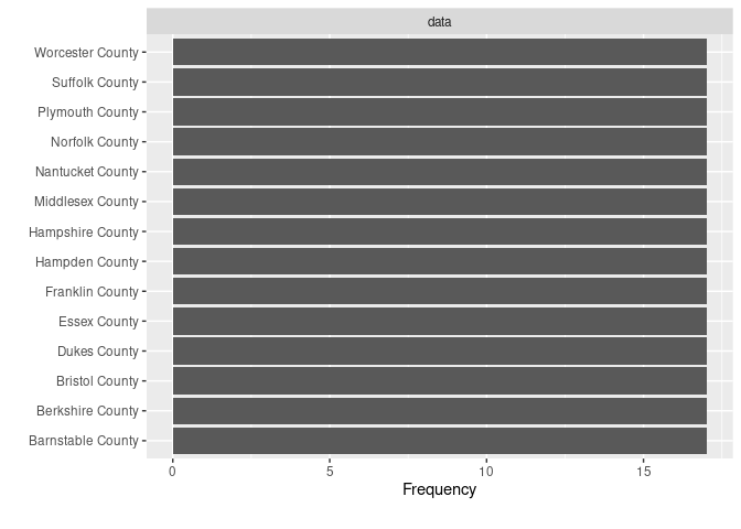 A DataExplorer bar chart of the name variable