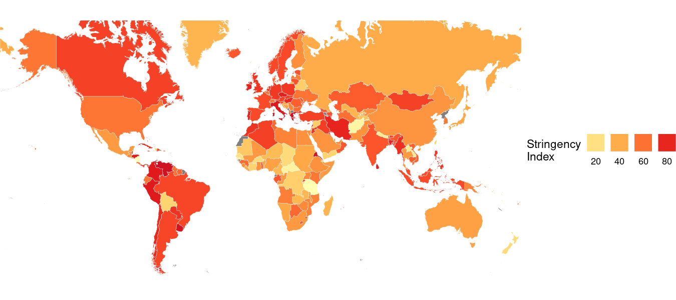 The ggplot map after changing the coloring method