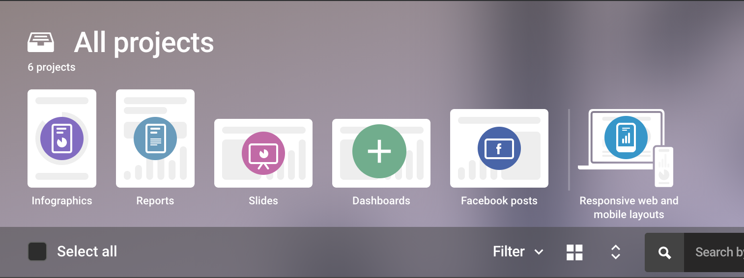 Infogram’s dashboard view